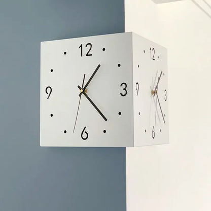 Two-way Wall Clock with Corner, Two-sided Wall Clock, Inductive Luminous White/pink Silent Wall Clock