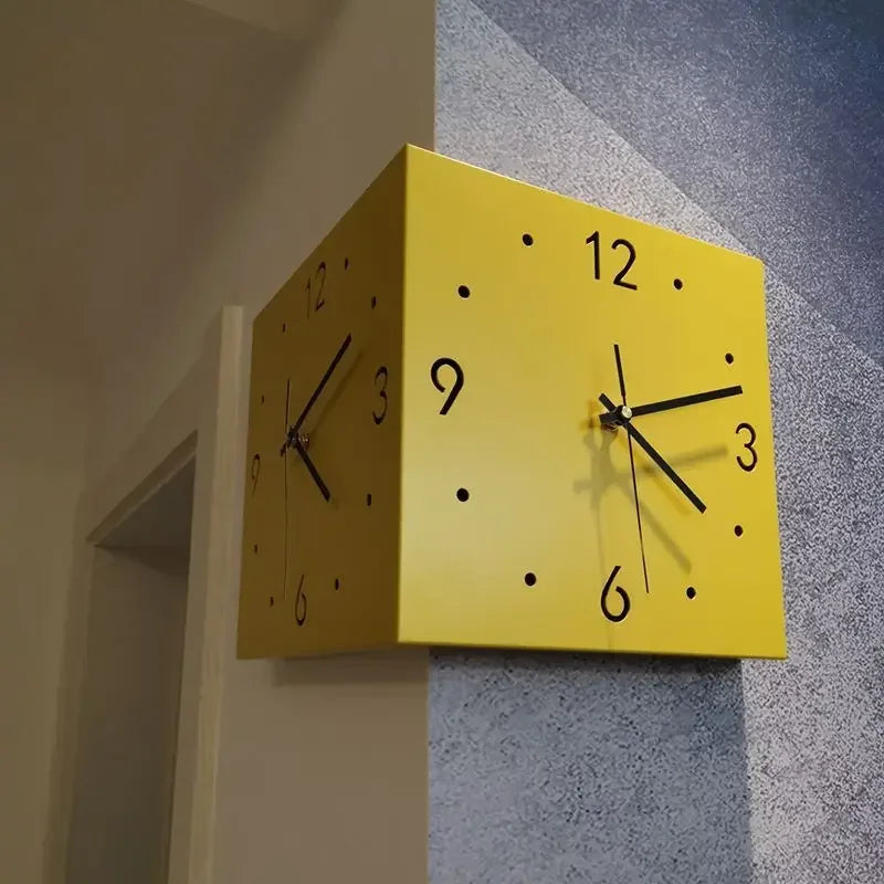 Two-way Wall Clock with Corner, Two-sided Wall Clock, Inductive Luminous White/pink Silent Wall Clock