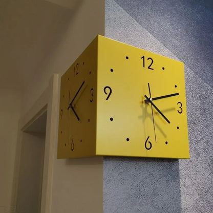 Two-way Wall Clock with Corner, Two-sided Wall Clock, Inductive Luminous White/pink Silent Wall Clock